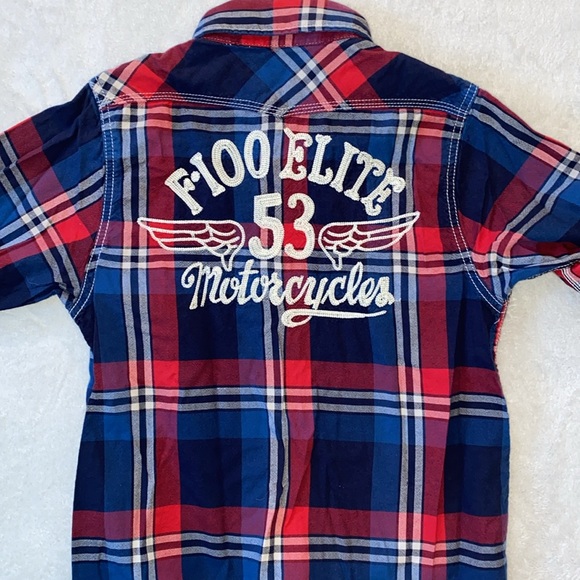 Scotch & Soda Shrunk red plaid snap front plaid western style shirt Sz 10 - Picture 1 of 13